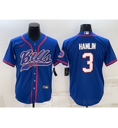 Men Buffalo Bills 3 Damar Hamlin Royal With Patch Cool Base Stitched Baseball Jersey Men Buffalo Bills 3 Damar Hamlin Royal With Patch Cool Base Stitched Baseball Jersey