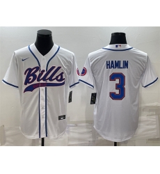 Men Buffalo Bills 3 Damar Hamlin White With Patch Cool Base Stitched Baseball Jersey Men Buffalo Bills 3 Damar Hamlin White With Patch Cool Base Stitched Baseball Jersey