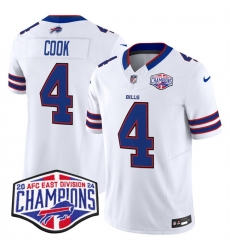 Men Buffalo Bills 4 James Cook White F U S E 2024 AFC East Division Champions Vapor Limited Stitched Football Jersey Men Buffalo Bills 4 James Cook White F U S E 2024 AFC East Division Champions Vapor Limited Stitched Football Jersey