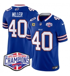 Men Buffalo Bills 40 Von Miller Royal F U S E 2024 AFC East Division Champions With 4 Star C Ptach Vapor Limited Stitched Football Jersey Men Buffalo Bills 40 Von Miller Royal F U S E 2024 AFC East Division Champions With 4 Star C Ptach Vapor Limited Stitched Football Jersey