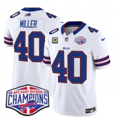 Men Buffalo Bills 40 Von Miller White F U S E 2024 AFC East Division Champions With 4 Star C Ptach Vapor Limited Stitched Football Jersey Men Buffalo Bills 40 Von Miller White F U S E 2024 AFC East Division Champions With 4 Star C Ptach Vapor Limited Stitched Football Jersey