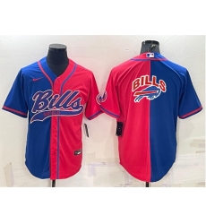 Men Buffalo Bills Blank Royal Red Split Team Big Logo With Patch Cool Base Stitched Baseball Jersey Men Buffalo Bills Blank Royal Red Split Team Big Logo With Patch Cool Base Stitched Baseball Jersey