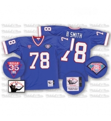 Mitchell And Ness Buffalo Bills 78 Bruce Smith Royal Blue 35th Anniversary Patch Authentic Throwback NFL Jersey Mitchell And Ness Buffalo Bills 78 Bruce Smith Royal Blue 35th Anniversary Patch Authentic Throwback NFL Jersey