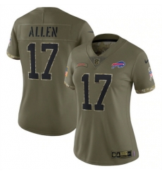 Women Buffalo Bills 17 Josh Allen Olive 2022 Salute To Service Limited Stitched Jersey Women Buffalo Bills 17 Josh Allen Olive 2022 Salute To Service Limited Stitched Jersey