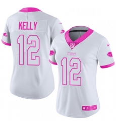 Womens Nike Buffalo Bills 12 Jim Kelly Limited WhitePink Rush Fashion NFL Jersey Womens Nike Buffalo Bills 12 Jim Kelly Limited WhitePink Rush Fashion NFL Jersey