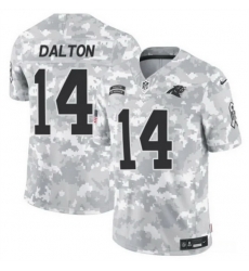 Men Carolina Panthers 14 Andy Dalton 2024 F U S E Arctic Camo Salute To Service Limited Stitched Football Jersey Men Carolina Panthers 14 Andy Dalton 2024 F U S E Arctic Camo Salute To Service Limited Stitched Football Jersey