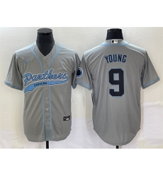 Men Carolina Panthers 9 Bryce Young Gray With Patch Cool Base Stitched Baseball Jersey Men Carolina Panthers 9 Bryce Young Gray With Patch Cool Base Stitched Baseball Jersey
