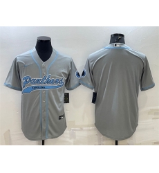 Men Carolina Panthers Blank Grey With Patch Cool Base Stitched Baseball Jersey Men Carolina Panthers Blank Grey With Patch Cool Base Stitched Baseball Jersey