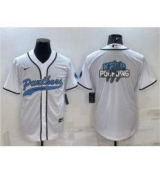 Men Carolina Panthers White Team Big Logo With Patch Cool Base Stitched Baseball Jersey Men Carolina Panthers White Team Big Logo With Patch Cool Base Stitched Baseball Jersey
