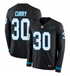 Nike Panthers #30 Stephen Curry Black Team Color Men Stitched NFL Limited Therma Long Sleeve Jersey Nike Panthers #30 Stephen Curry Black Team Color Men Stitched NFL Limited Therma Long Sleeve Jersey