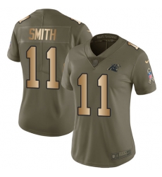 Nike Panthers #11 Torrey Smith Olive Gold Womens Stitched NFL Limited 2017 Salute to Service Jersey Nike Panthers #11 Torrey Smith Olive Gold Womens Stitched NFL Limited 2017 Salute to Service Jersey