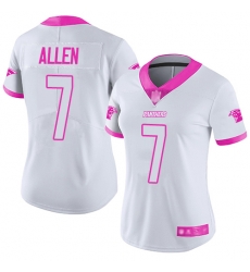Women Panthers 7 Kyle Allen White Pink Stitched Football Limited Rush Fashion Jersey Women Panthers 7 Kyle Allen White Pink Stitched Football Limited Rush Fashion Jersey