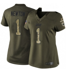 Womens Nike Carolina Panthers 1 Cam Newton Elite Green Salute to Service NFL Jersey Womens Nike Carolina Panthers 1 Cam Newton Elite Green Salute to Service NFL Jersey