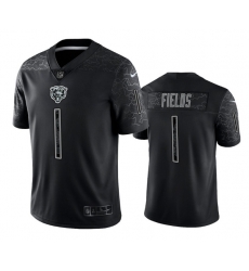 Men Chicago Bears 1 Justin Fields Black Reflective Limited Stitched Football Jersey Men Chicago Bears 1 Justin Fields Black Reflective Limited Stitched Football Jersey