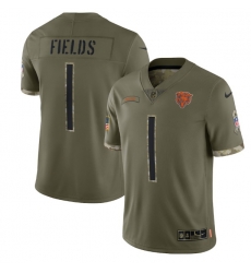 Men Chicago Bears 1 Justin Fields Olive 2022 Salute To Service Limited Stitched Jersey Men Chicago Bears 1 Justin Fields Olive 2022 Salute To Service Limited Stitched Jersey