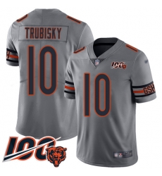 Men Chicago Bears 10 Mitchell Trubisky Limited Silver Inverted Legend 100th Season Football Jersey Men Chicago Bears 10 Mitchell Trubisky Limited Silver Inverted Legend 100th Season Football Jersey