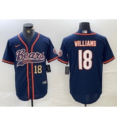 Men Chicago Bears 18 Caleb Williams Navy With Patch Cool Base Stitched Baseball Jersey 2 Men Chicago Bears 18 Caleb Williams Navy With Patch Cool Base Stitched Baseball Jersey 2