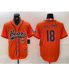 Men Chicago Bears 18 Caleb Williams Orange With Patch Cool Base Stitched Baseball Jersey 1 Men Chicago Bears 18 Caleb Williams Orange With Patch Cool Base Stitched Baseball Jersey 1