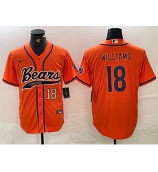 Men Chicago Bears 18 Caleb Williams Orange With Patch Cool Base Stitched Baseball Jersey 2 Men Chicago Bears 18 Caleb Williams Orange With Patch Cool Base Stitched Baseball Jersey 2