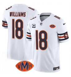 Men Chicago Bears 18 Caleb Williams White 2025 F U S E With 1 Star C Patch And VMH Patch Vapor Untouchable Limited Stitched Football Jersey Men Chicago Bears 18 Caleb Williams White 2025 F U S E With 1 Star C Patch And VMH Patch Vapor Untouchable Limited Stitched Football Jersey