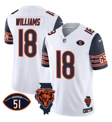 Men Chicago Bears 18 Caleb Williams White Navy F U S E With Illinois And No 51 Patch Stitched Football Jersey Men Chicago Bears 18 Caleb Williams White Navy F U S E With Illinois And No 51 Patch Stitched Football Jersey