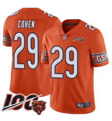 Men Chicago Bears 29 Tarik Cohen Orange Alternate 100th Season Limited Football Jersey Men Chicago Bears 29 Tarik Cohen Orange Alternate 100th Season Limited Football Jersey