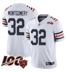 Men Chicago Bears 32 David Montgomery White 100th Season Limited Football Jersey Men Chicago Bears 32 David Montgomery White 100th Season Limited Football Jersey