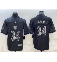 Men Chicago Bears 34 Walter Payton Black Reflective Limited Stitched Jersey Men Chicago Bears 34 Walter Payton Black Reflective Limited Stitched Jersey