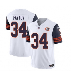 Men Chicago Bears 34 Walter Payton White Navy 2023 F U S E Throwback Limited Stitched Football Jersey Men Chicago Bears 34 Walter Payton White Navy 2023 F U S E Throwback Limited Stitched Football Jersey