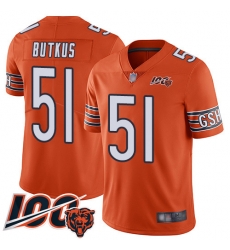 Men Chicago Bears 51 Dick Butkus Orange Alternate 100th Season Limited Football Jersey Men Chicago Bears 51 Dick Butkus Orange Alternate 100th Season Limited Football Jersey