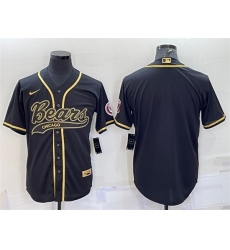 Men Chicago Bears Blank Black Gold With Patch Cool Base Stitched Baseball Jersey Men Chicago Bears Blank Black Gold With Patch Cool Base Stitched Baseball Jersey