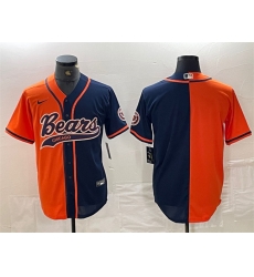 Men Chicago Bears Blank Orange Navy Split With Patch Cool Base Stitched Baseball Jersey Men Chicago Bears Blank Orange Navy Split With Patch Cool Base Stitched Baseball Jersey