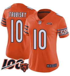 Women Chicago Bears 10 Mitchell Trubisky Orange Alternate 100th Season Limited Football Jersey Women Chicago Bears 10 Mitchell Trubisky Orange Alternate 100th Season Limited Football Jersey