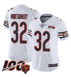 Women Chicago Bears 32 David Montgomery White Vapor Untouchable Limited Player 100th Season Football Jersey Women Chicago Bears 32 David Montgomery White Vapor Untouchable Limited Player 100th Season Football Jersey