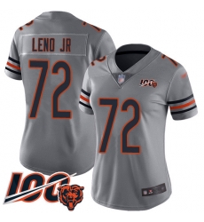 Women Chicago Bears 72 Charles Leno Limited Silver Inverted Legend 100th Season Football Jersey Women Chicago Bears 72 Charles Leno Limited Silver Inverted Legend 100th Season Football Jersey