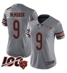 Women Chicago Bears 9 Jim McMahon Limited Silver Inverted Legend 100th Season Football Jersey Women Chicago Bears 9 Jim McMahon Limited Silver Inverted Legend 100th Season Football Jersey