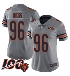 Women Chicago Bears 96 Akiem Hicks Limited Silver Inverted Legend 100th Season Football Jersey Women Chicago Bears 96 Akiem Hicks Limited Silver Inverted Legend 100th Season Football Jersey
