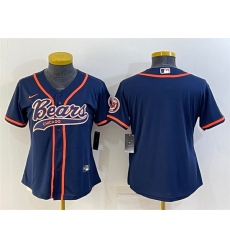 Women Chicago Bears Blank Navy With Patch Cool Base Stitched Baseball Jersey Women Chicago Bears Blank Navy With Patch Cool Base Stitched Baseball Jersey