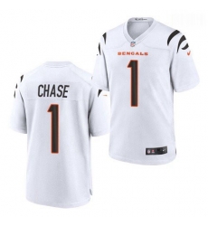 Men Cincinnati Bengals #1 Ja'Marr Chase White 2021 Game Football Jersey Men Cincinnati Bengals #1 Ja'Marr Chase White 2021 Game Football Jersey