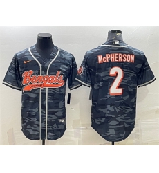 Men Cincinnati Bengals 2 Evan McPherson Grey Camo With Patch Cool Base Stitched Baseball Jersey Men Cincinnati Bengals 2 Evan McPherson Grey Camo With Patch Cool Base Stitched Baseball Jersey