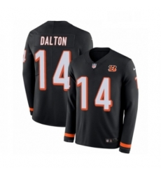 Mens Nike Cincinnati Bengals 14 Andy Dalton Limited Black Therma Long Sleeve NFL Jersey Mens Nike Cincinnati Bengals 14 Andy Dalton Limited Black Therma Long Sleeve NFL Jersey