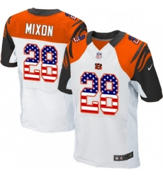 Mens Nike Cincinnati Bengals 28 Joe Mixon Elite White Road USA Flag Fashion NFL Jersey Mens Nike Cincinnati Bengals 28 Joe Mixon Elite White Road USA Flag Fashion NFL Jersey