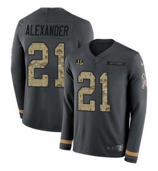 Nike Bengals 21 Mackensie Alexander Anthracite Salute to Service Men Stitched NFL Limited Therma Long Sleeve Jersey Nike Bengals 21 Mackensie Alexander Anthracite Salute to Service Men Stitched NFL Limited Therma Long Sleeve Jersey