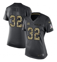 Nike Bengals #32 Jeremy Hill Black Womens Stitched NFL Limited 2016 Salute to Service Jersey Nike Bengals #32 Jeremy Hill Black Womens Stitched NFL Limited 2016 Salute to Service Jersey