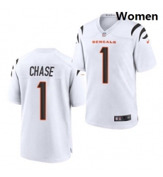 Women Cincinnati Bengals #1 Ja'Marr Chase White 2021 Game Football Jersey Women Cincinnati Bengals #1 Ja'Marr Chase White 2021 Game Football Jersey