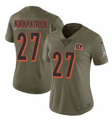 Womens Nike Bengals #27 Dre Kirkpatrick Olive Stitched NFL Limited 2017 Salute to Service Jersey Womens Nike Bengals #27 Dre Kirkpatrick Olive Stitched NFL Limited 2017 Salute to Service Jersey