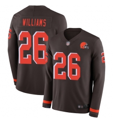 Browns 26 Greedy Williams Brown Team Color Men Stitched Football Limited Therma Long Sleeve Jersey Browns 26 Greedy Williams Brown Team Color Men Stitched Football Limited Therma Long Sleeve Jersey