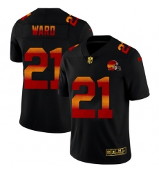 Cleveland Browns 21 Denzel Ward Men Black Nike Red Orange Stripe Vapor Limited NFL Jersey Cleveland Browns 21 Denzel Ward Men Black Nike Red Orange Stripe Vapor Limited NFL Jersey