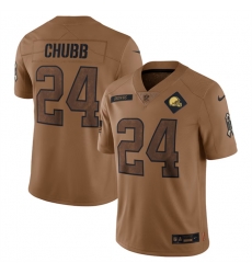 Men Cleveland Browns 24 Nick Chubb 2023 Brown Salute To Service Limited Stitched Jersey Men Cleveland Browns 24 Nick Chubb 2023 Brown Salute To Service Limited Stitched Jersey