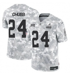 Men Cleveland Browns 24 Nick Chubb 2024 F U S E Arctic Camo Salute To Service Limited Stitched Football Jersey Men Cleveland Browns 24 Nick Chubb 2024 F U S E Arctic Camo Salute To Service Limited Stitched Football Jersey